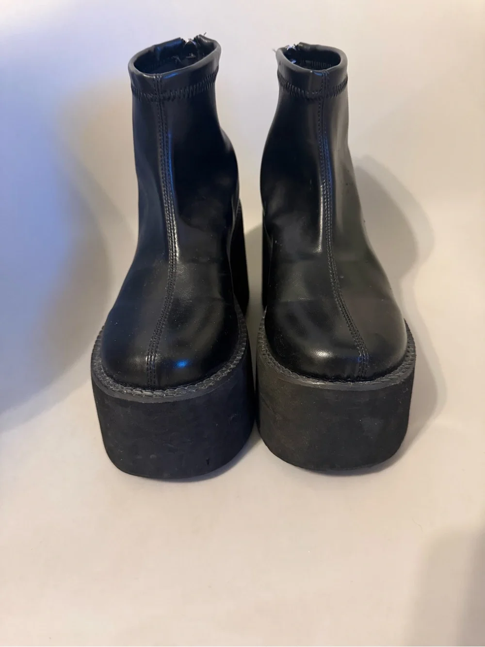 Black Platform Ankle Boots - Women's Chunky Heel